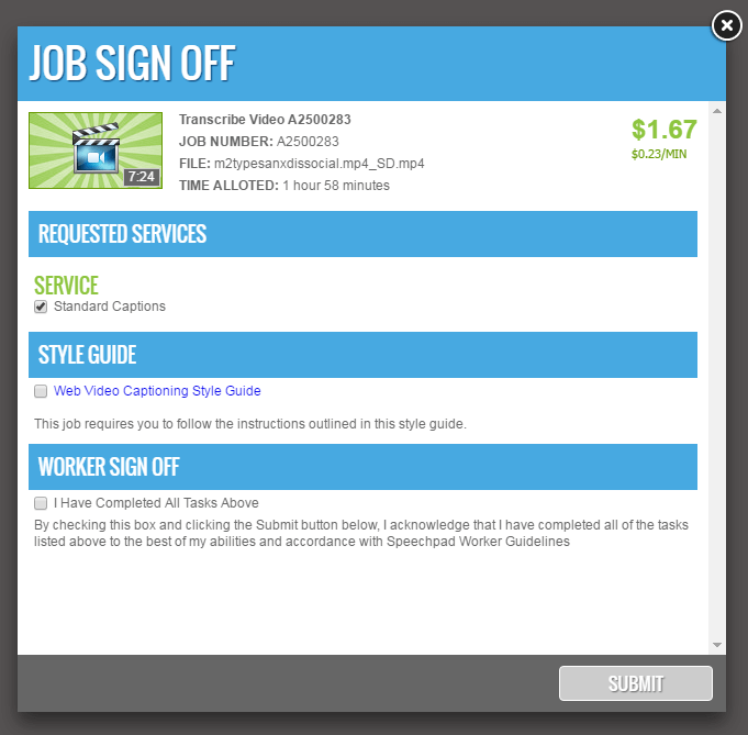 Job Sign Off