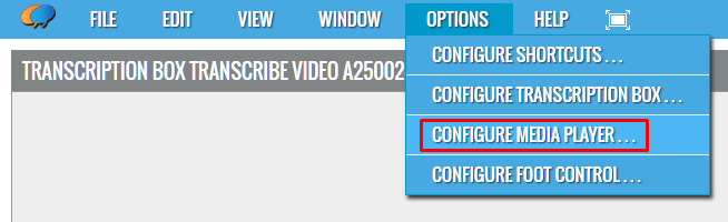Options Menu - Configure Media Player